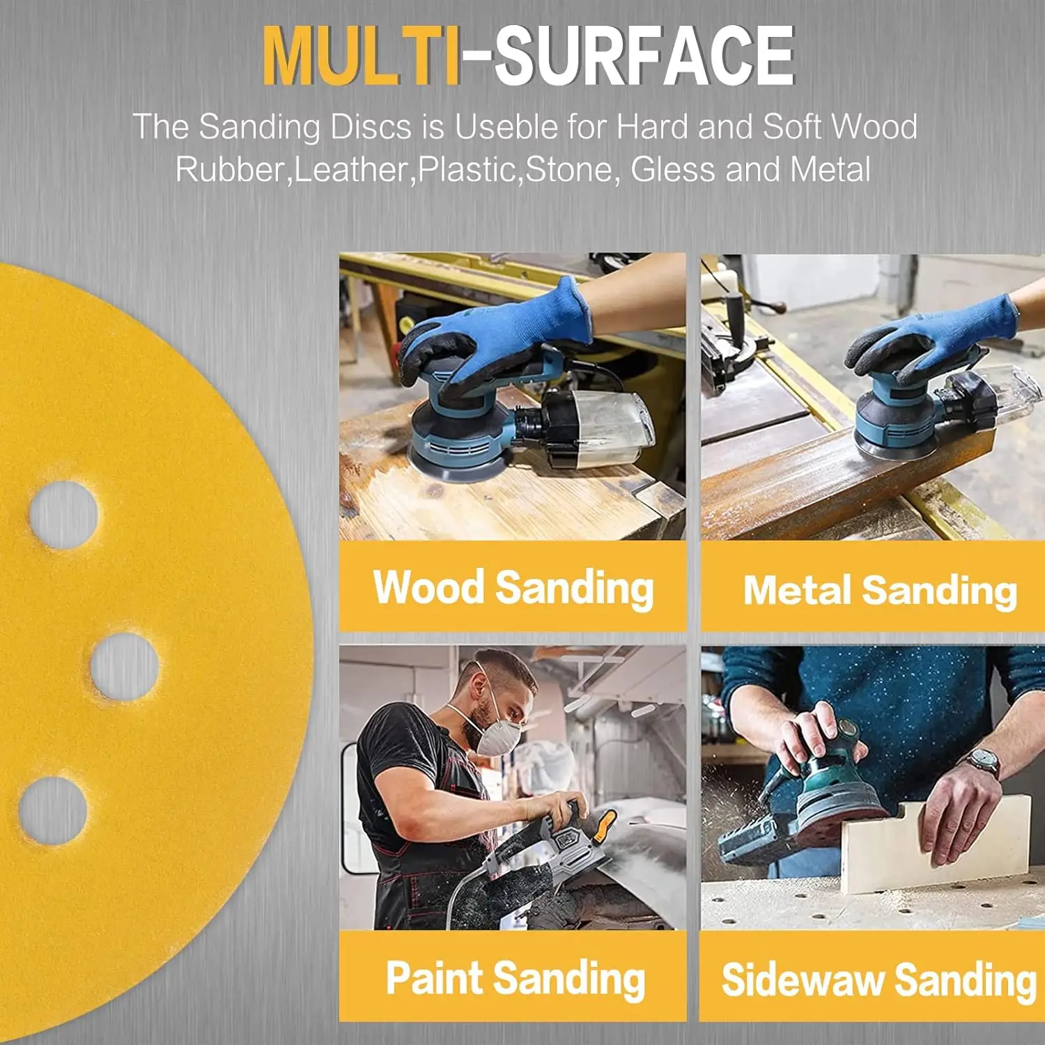 10-100PCS 5 Inch 8 Hole Sandin - Random Orbital Sander incelemesi ve fiyatı
