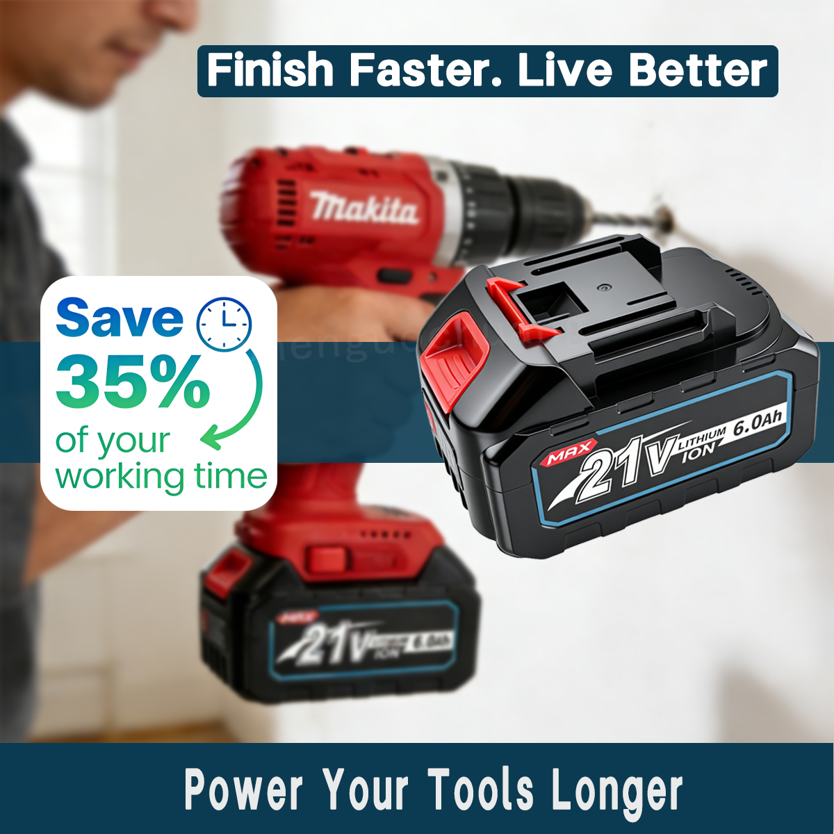 21V 6.0Ah Battery for Makita 1 - Power Tools Ltd incelemesi ve fiyatı