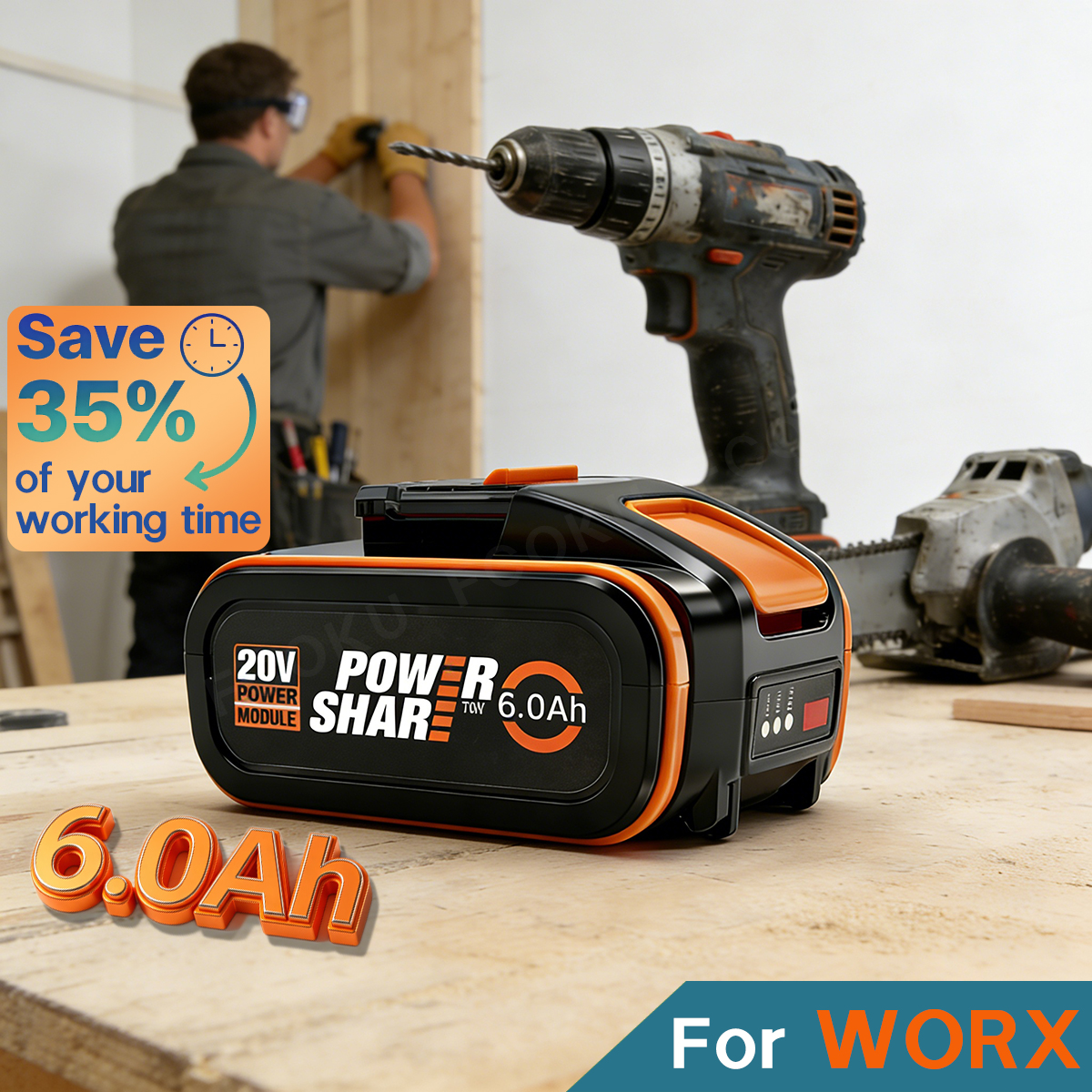 For Worx 20V 6.0Ah Lithium Bat - Power Tools Ltd incelemesi ve fiyatı